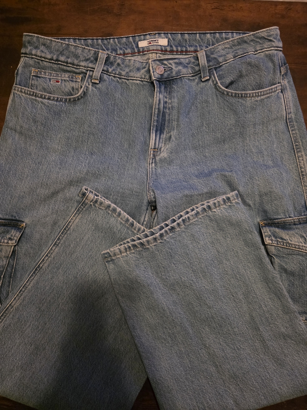 Tommy Hilfiger Light Blue Wide Leg Cargo Jeans